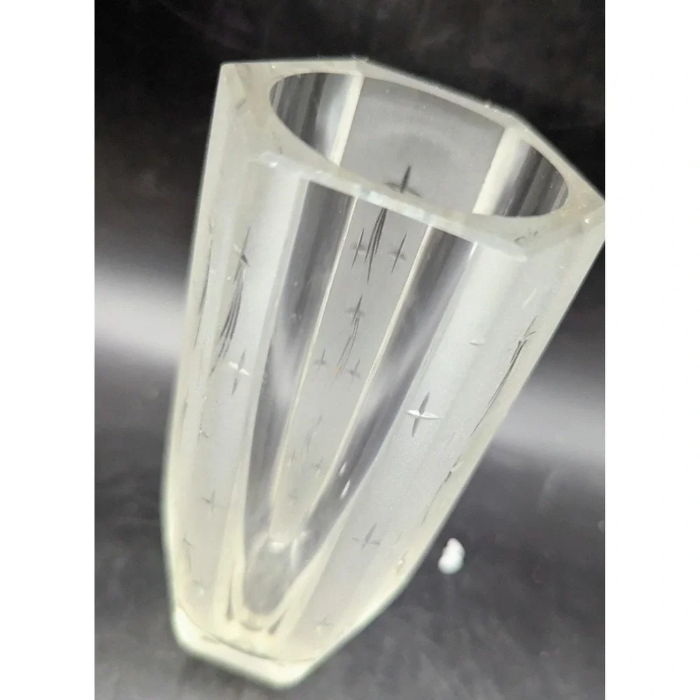 Vintage Art Deco Kosta Engraved Vase Shooting Starts Starburst Vase